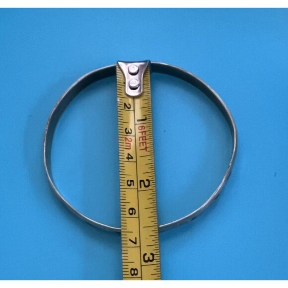 Sterling Silver Taxco 925 Bangle Bracelet Leaf & Flower Pattern 2.5" Diameter - Picture 5 of 5